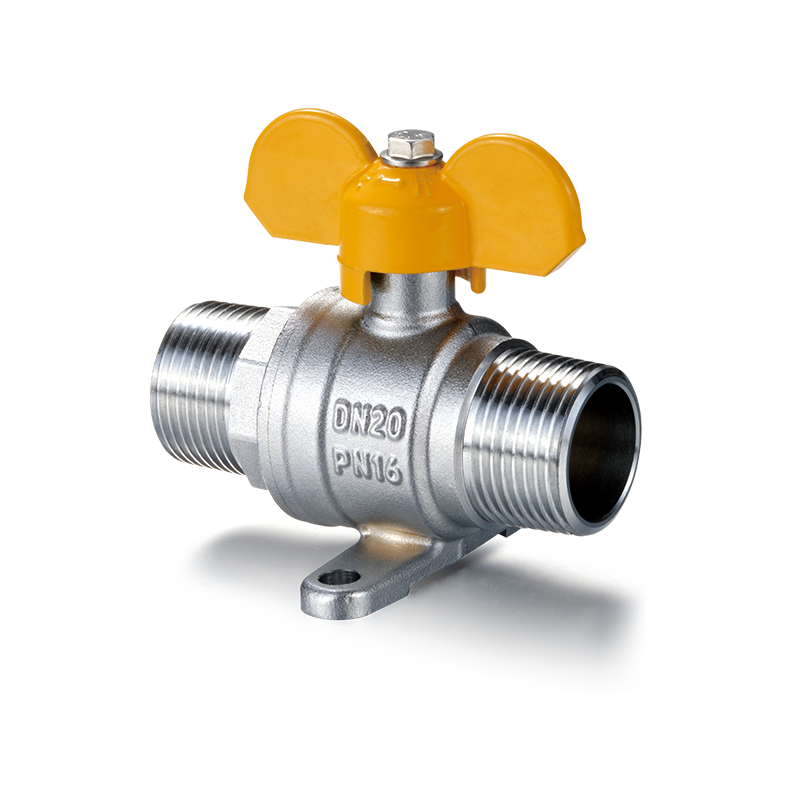 Válvula de bola de latón YH-214 con base y mango tipo mariposa （M/M）